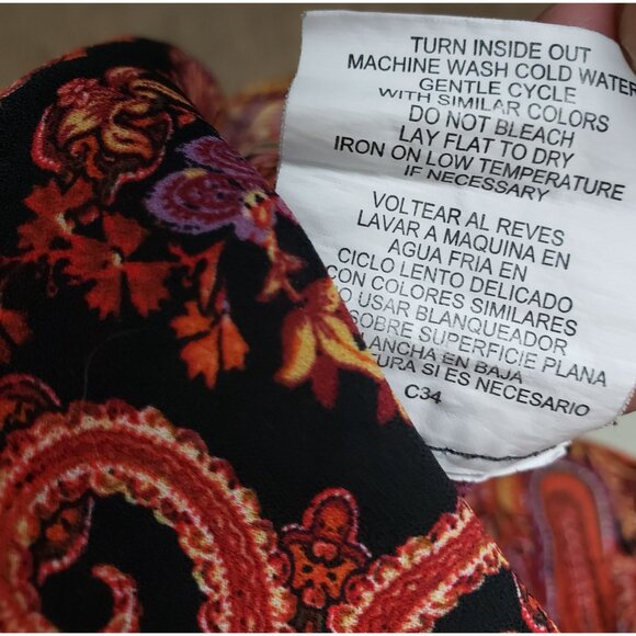 Figueroa & Flower Paisley Floral Bohemian Peasant Blouse Black Multi Women's 1X - Picture 11 of 11